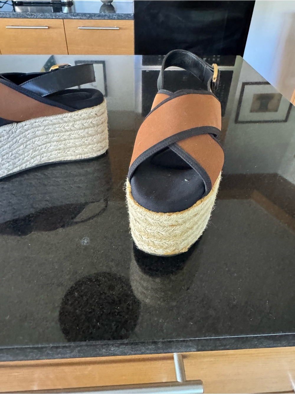 Marni Women’s Brown Espadrille Platform Sandals with Black Trim